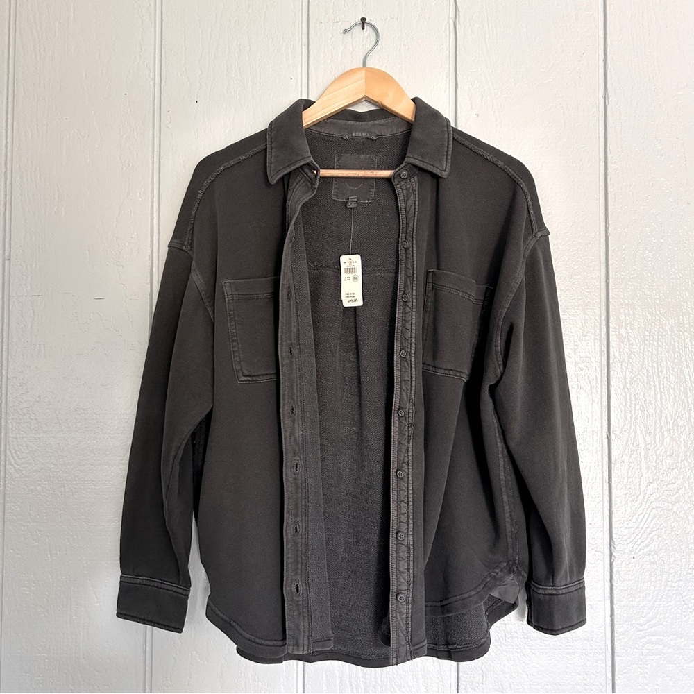 Aerie Gray Button Down Shirt Oversized Fit